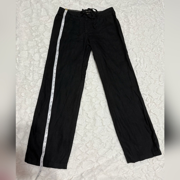 100% Linen, Tommy Bahama Black Wide Leg Pants - Picture 2 of 7